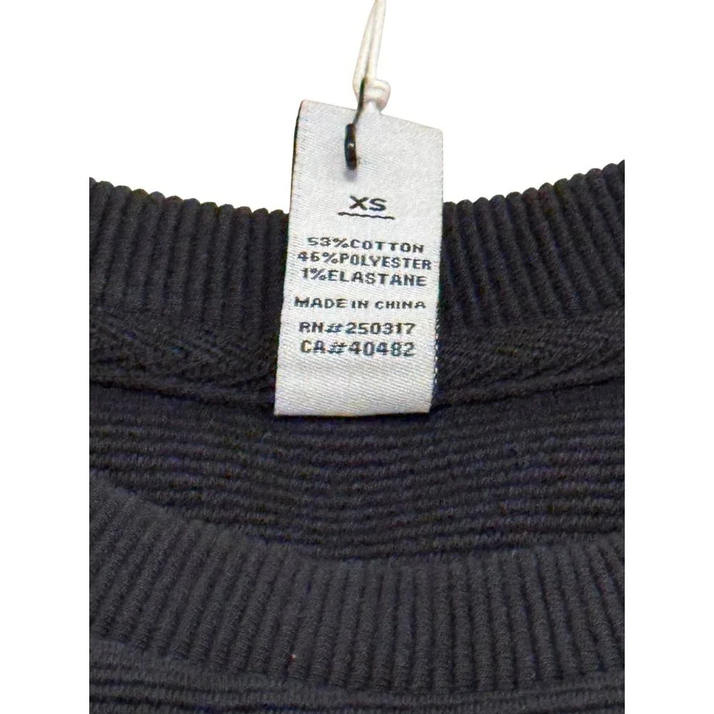 NWT Varley Manning Sweatshirt XS Black Side Zippers Long Sleeve‎ Ribbed Crewneck